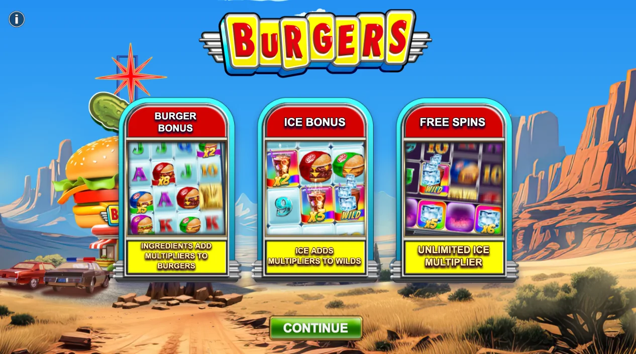 Burgers Slot Gameplay - 4x4 Grid with Wild Multipliers and Bonus Reel